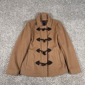 Gap Coat Womens S Brown Toggle Duffle Wool Blend Lined Jacket Classic Casual